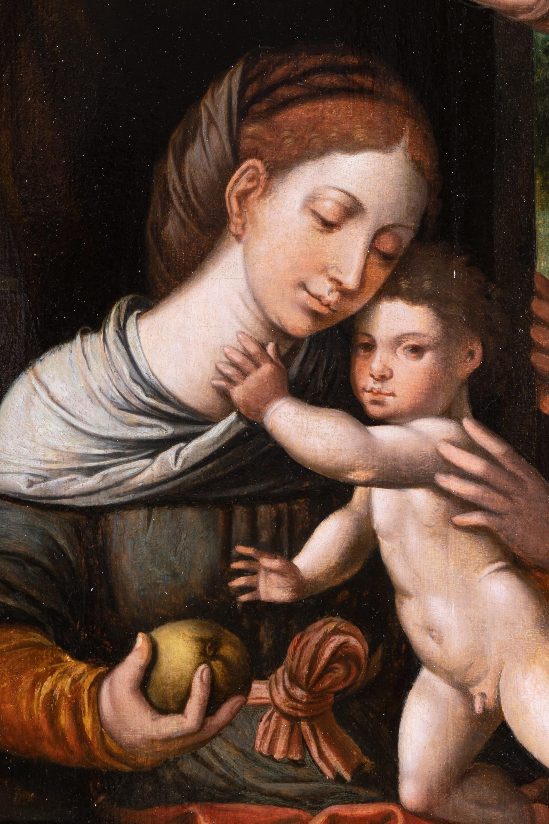 16th c. Flemish school - Holy family - workshop Pieter Coecke Van Aelst For Sale 1