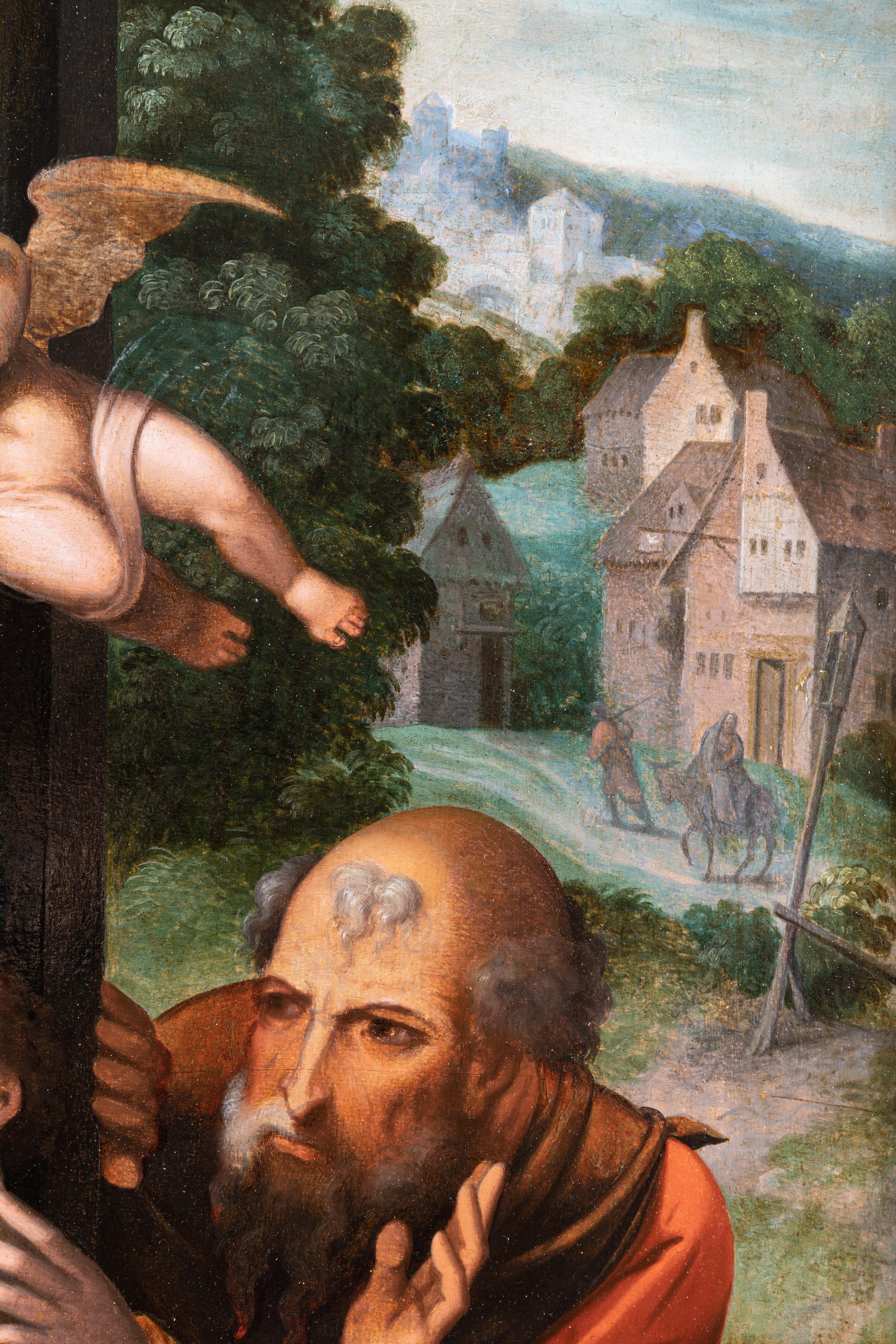 16. Jahrhundert. Flämische Schule der Heiligen Familie – Werkstatt Pieter Coecke Van Aelst im Angebot 8