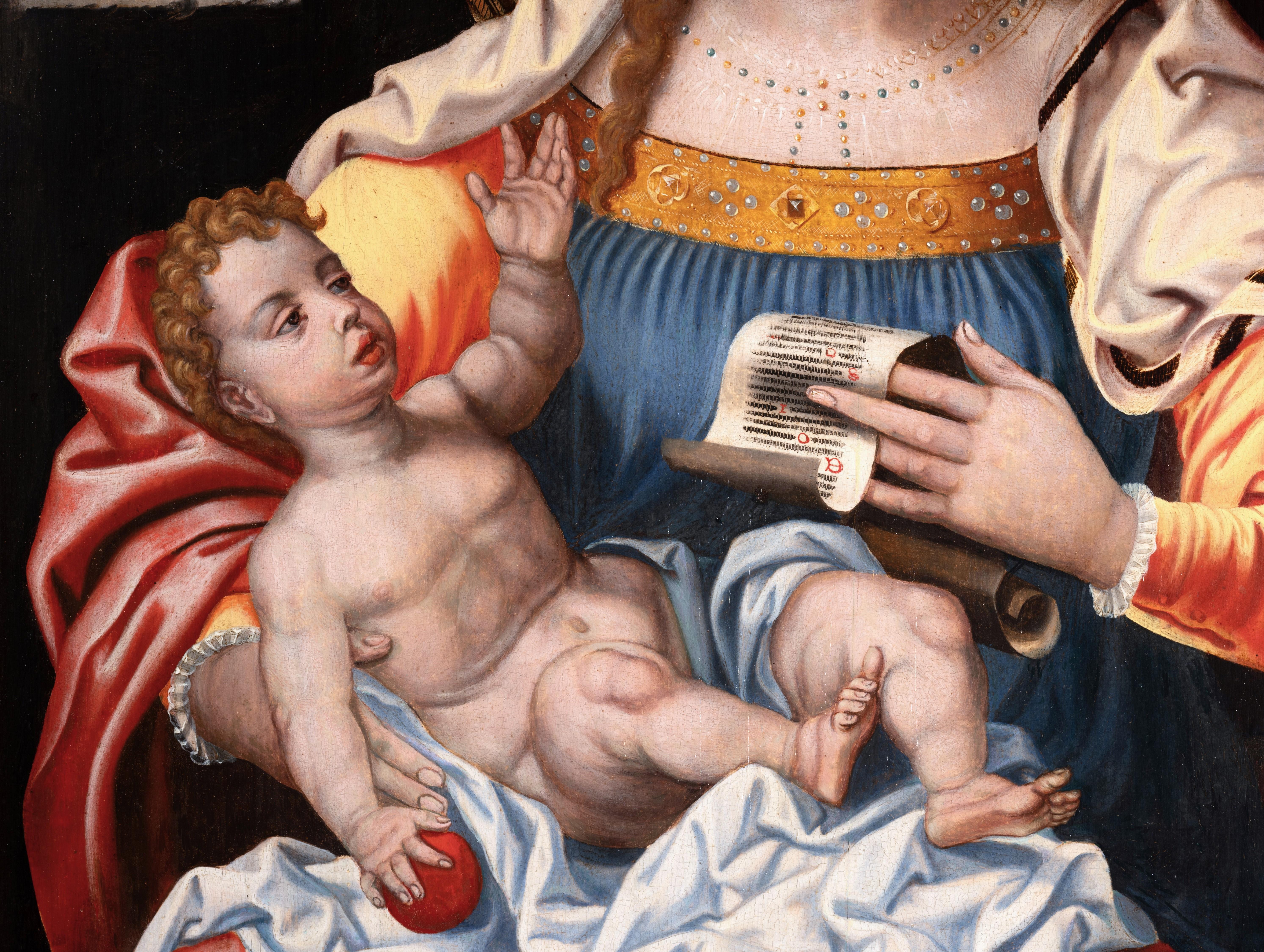 Virgin with child, workshop of Pieter Coecke Van Aelst, 16th c. Flemish school For Sale 3
