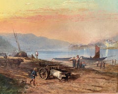 Fishermen By The Lake, Oil On Canvas, Signed Dommersen, Dutch School, 1870