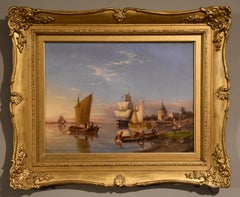 Oil painting by Pieter Cornelis Dommersen “Hoorn on the Juiderzee”