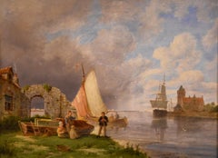 Oil Painting by Pieter Cornelis Dommersen “On Het Spaarn, near Haarlem, Holland”