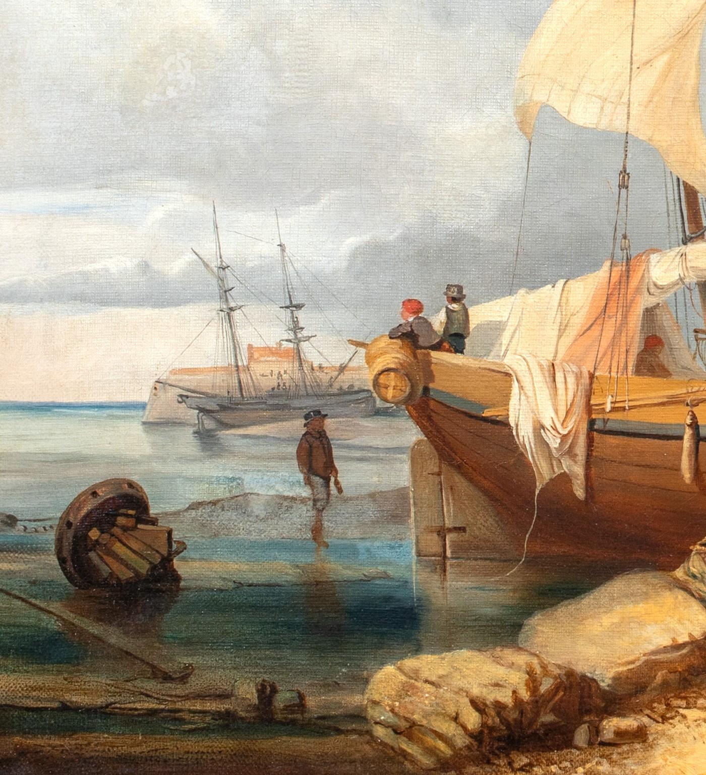 Ships & Fisherfolk, Normandy. 19th Century 2