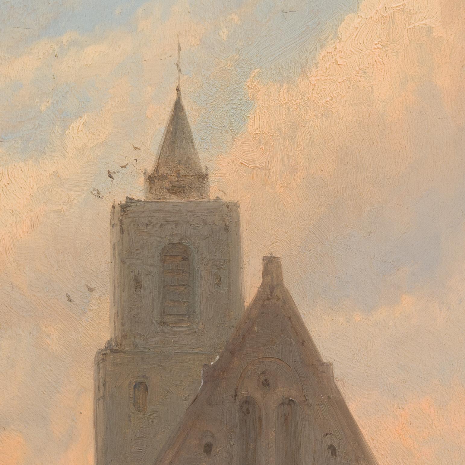 Utrecht, A Day on St. Gertrude's Place (1880) by Pieter Cornelis Dommershuijzen - Realist Painting by Dommersen, Pieter Cornelis