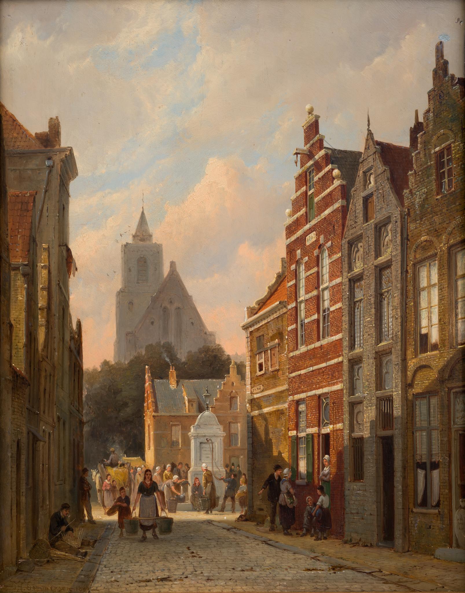 Utrecht, A Day on St. Gertrude's Place (1880) von Pieter Cornelis Dommershuijzen im Angebot 3