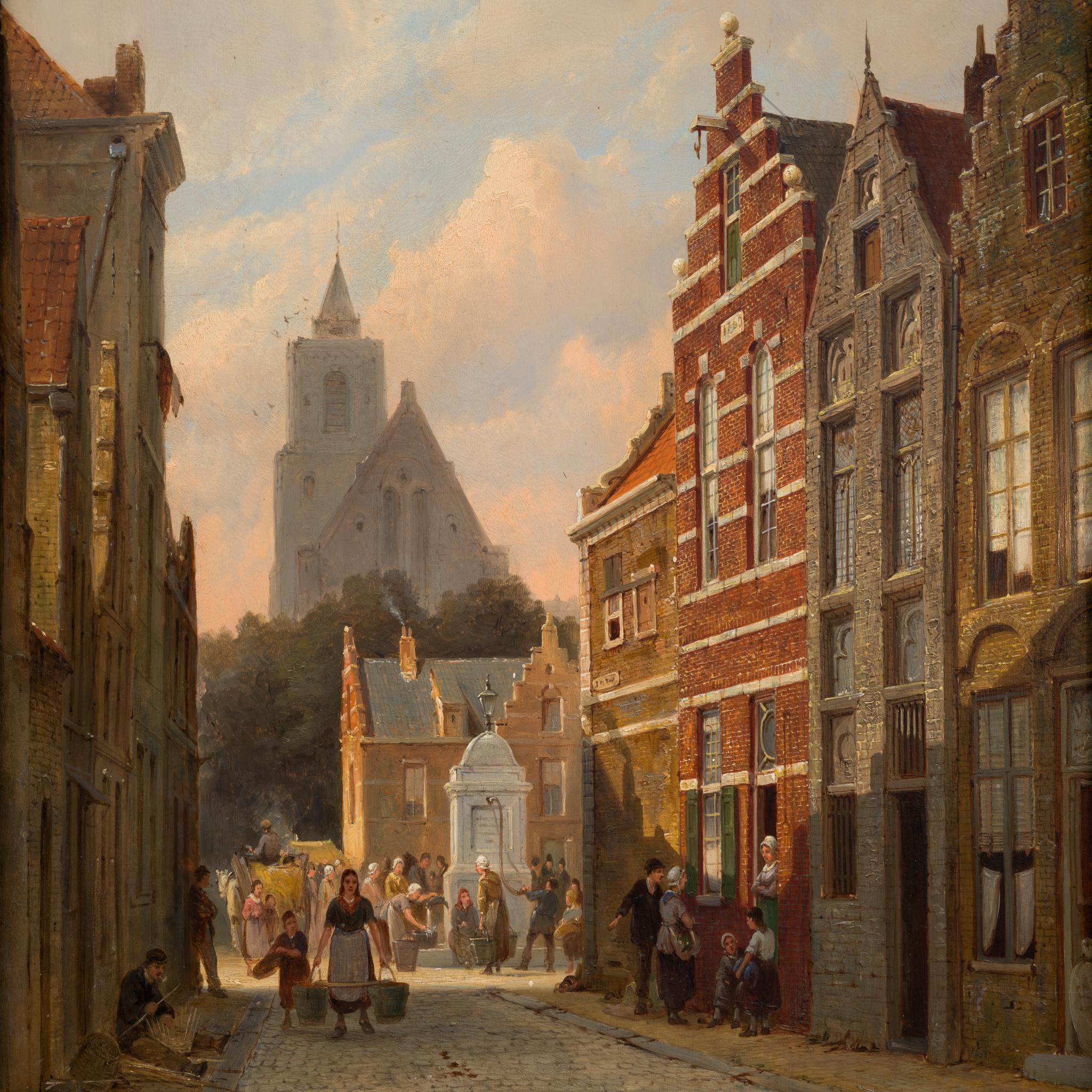 Utrecht, A Day on St. Gertrude's Place (1880) von Pieter Cornelis Dommershuijzen im Angebot 4