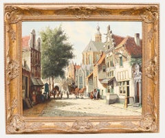 Vintage Pieter Cornelis Steenhouwer (1896-1972) - Mid 20th Century Oil, Cobbled Street
