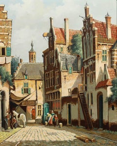 Pieter Cornelis Steenhouwer (1896-1972) - Mid 20th Century Oil, The Water Pump