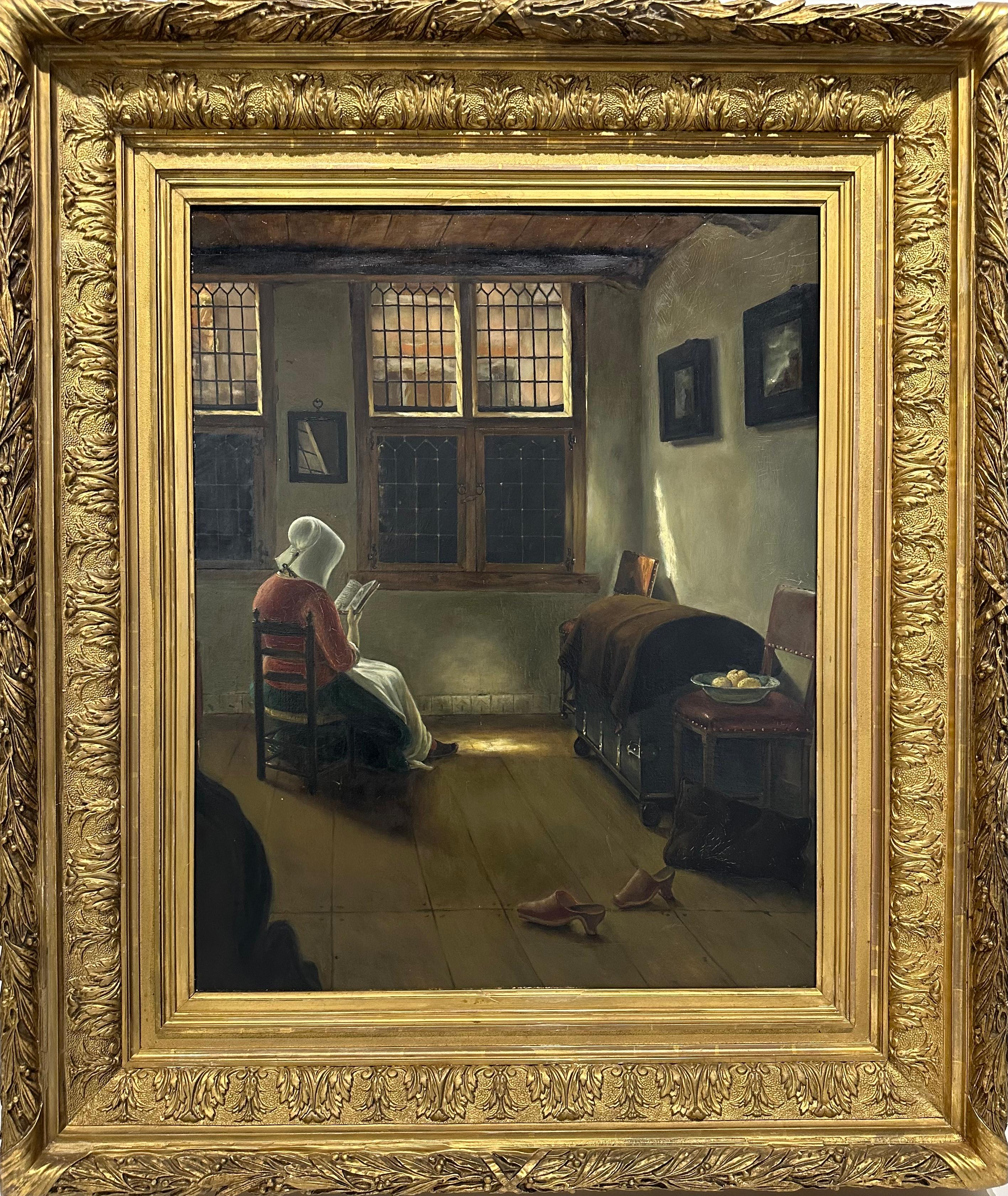 Pieter de Hooch Figurative Painting - Reading Woman