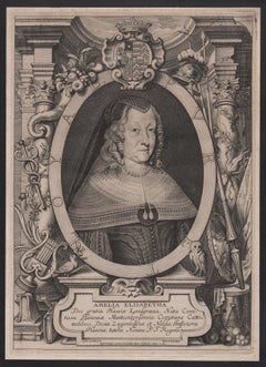 Amelia Elisabetha, mid 17th century Flemish portrait engraving, 1651