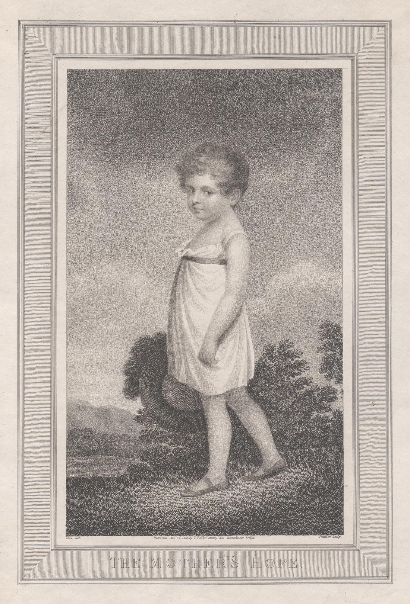 Pieter de Jode II after Anselmus Van Hulle Portrait Print - The Mother's Hope, Regency stipple portrait engraving, 1815