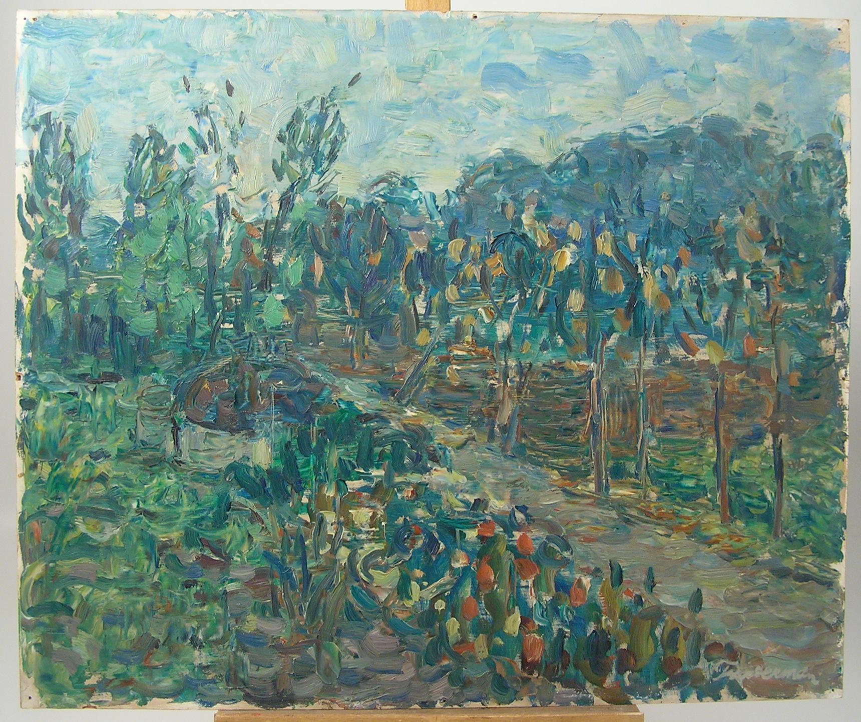 Pieter Fraterman - Orchard - Peinture à l'huile néerlandaise post-impressionniste, vers 1950 en vente 2