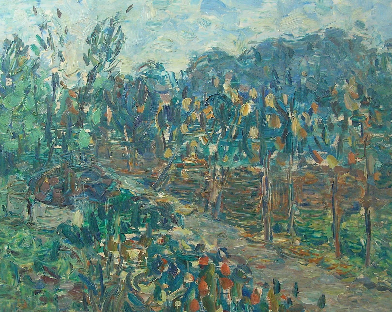 Pieter Fraterman - Orchard - Peinture à l'huile néerlandaise post-impressionniste, vers 1950 en vente 3