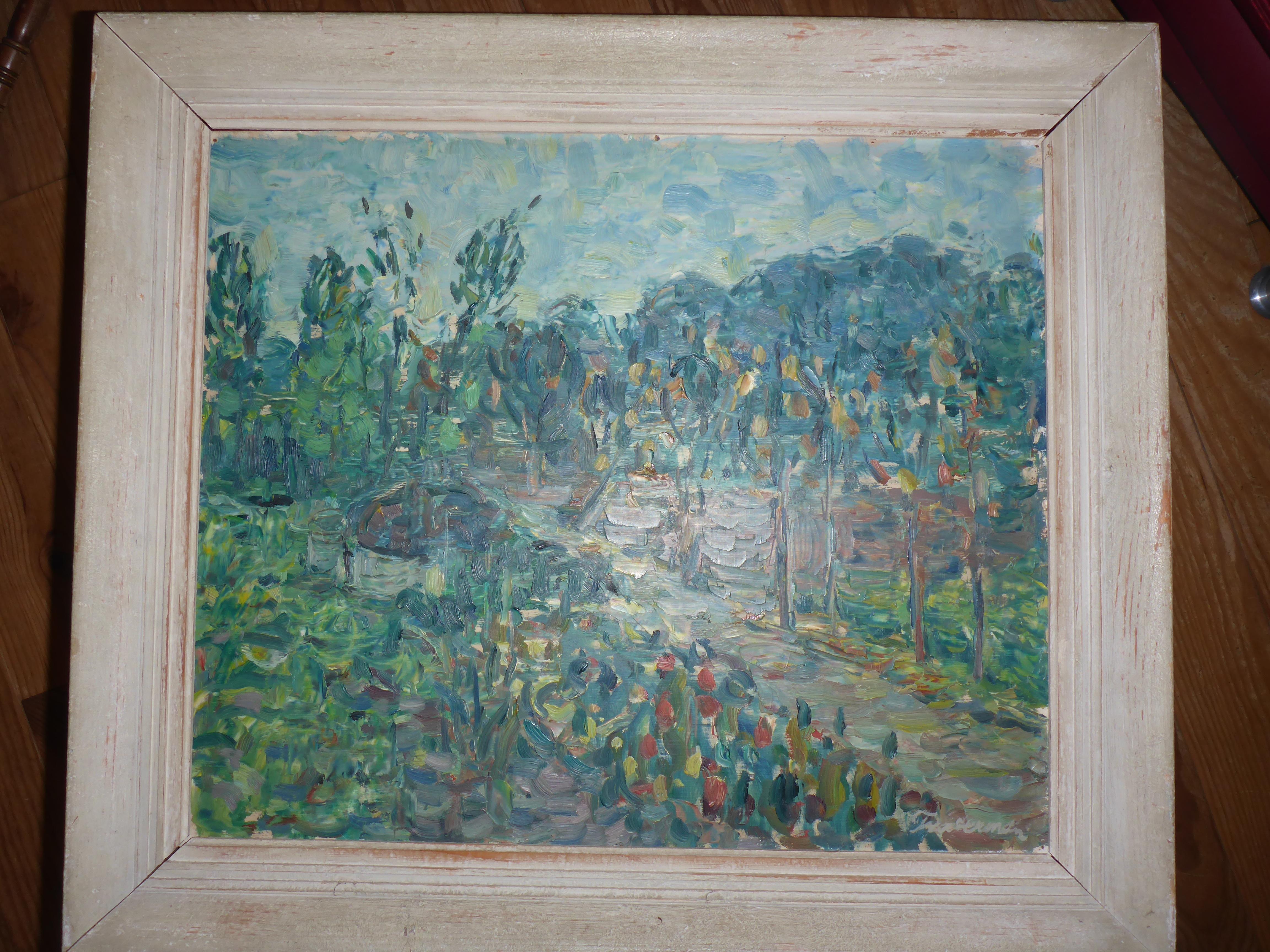 Pieter Fraterman - Orchard - Peinture à l'huile néerlandaise post-impressionniste, vers 1950 en vente 7