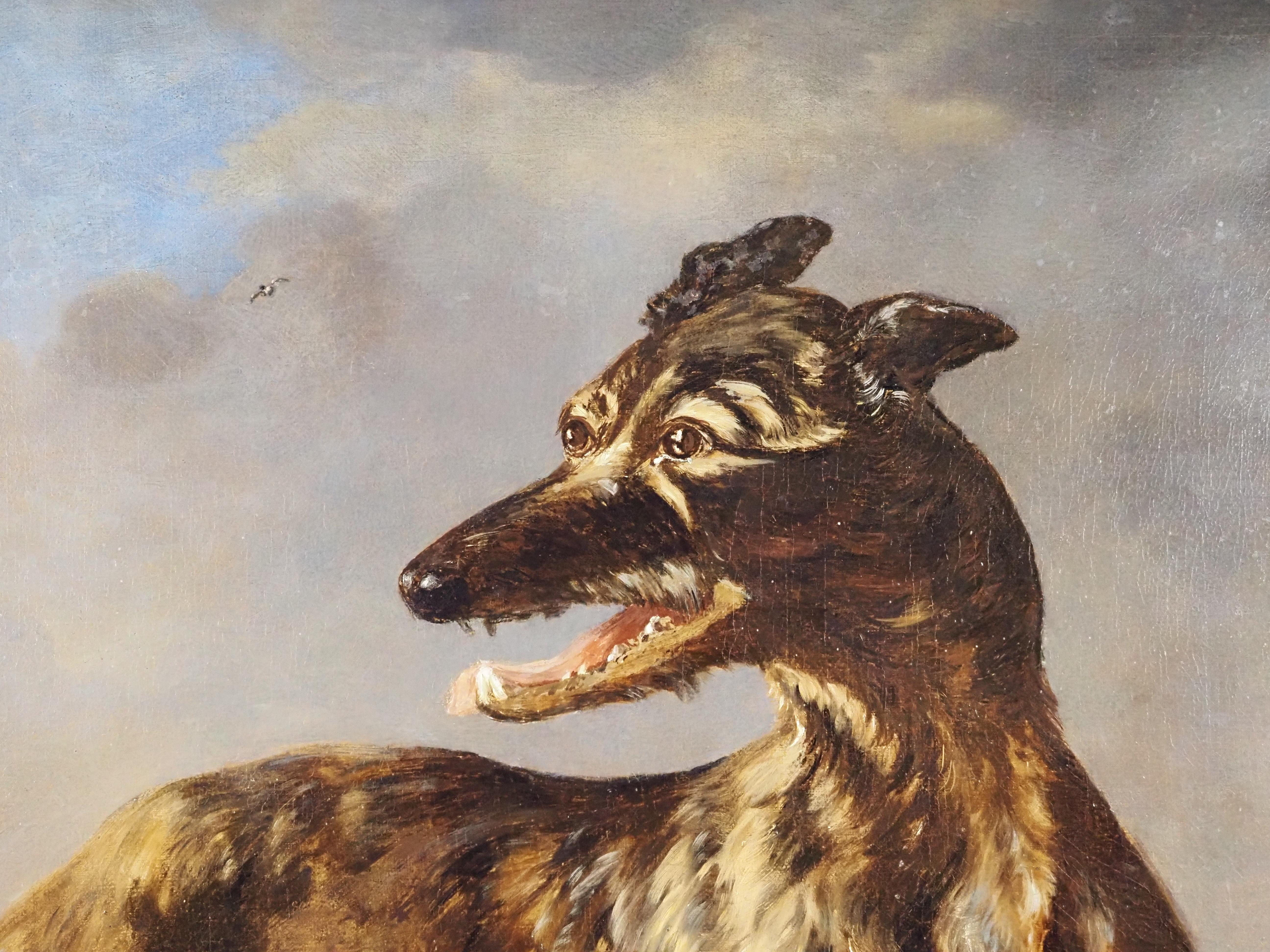 A greyhound in a landscape - Old Masters Painting by Pieter Frederick Van Os