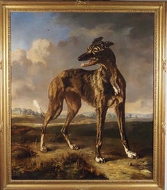 Antique A greyhound in a landscape