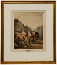 Pieter Frederick van Os (1808-1892) - Siglo XX Óleo, Un caballo abrevando