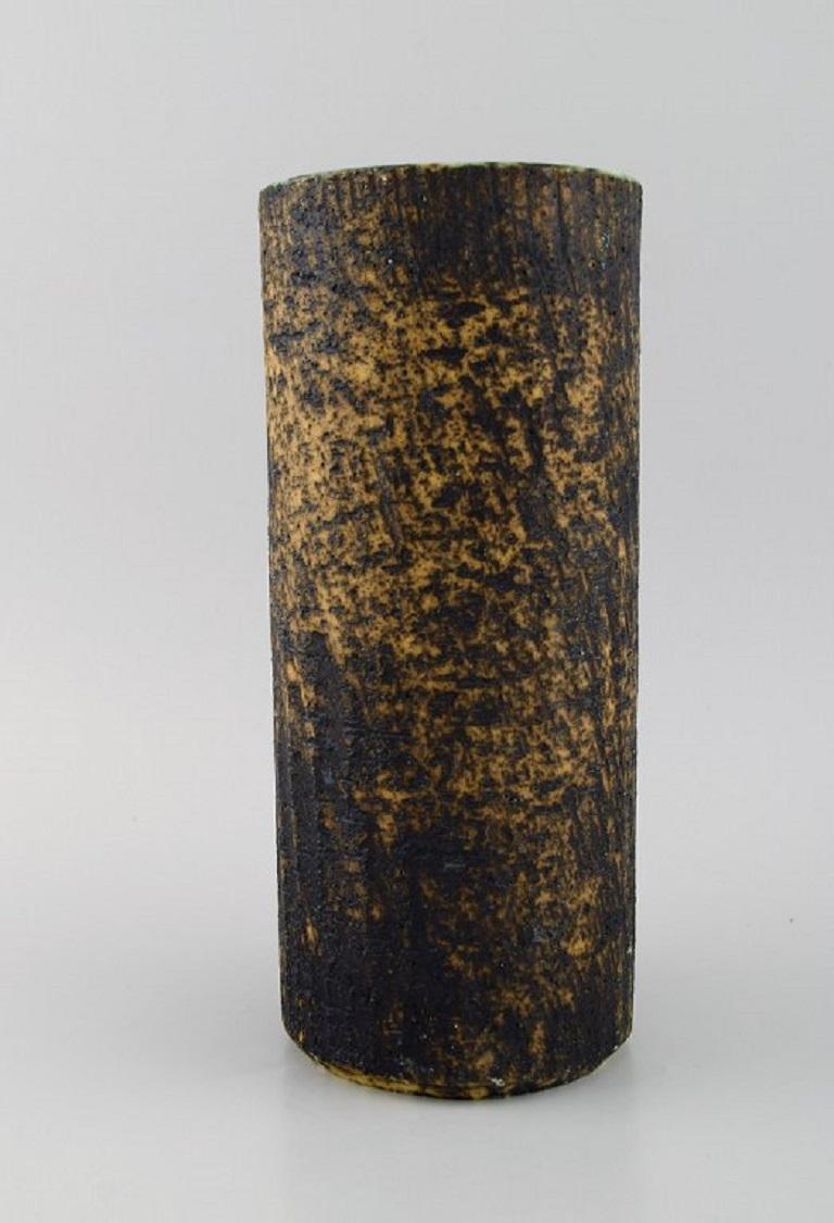 Mid-Century Modern Pieter Groeneveldt, Dutch Ceramicist, Cylindrical Unique Vase For Sale