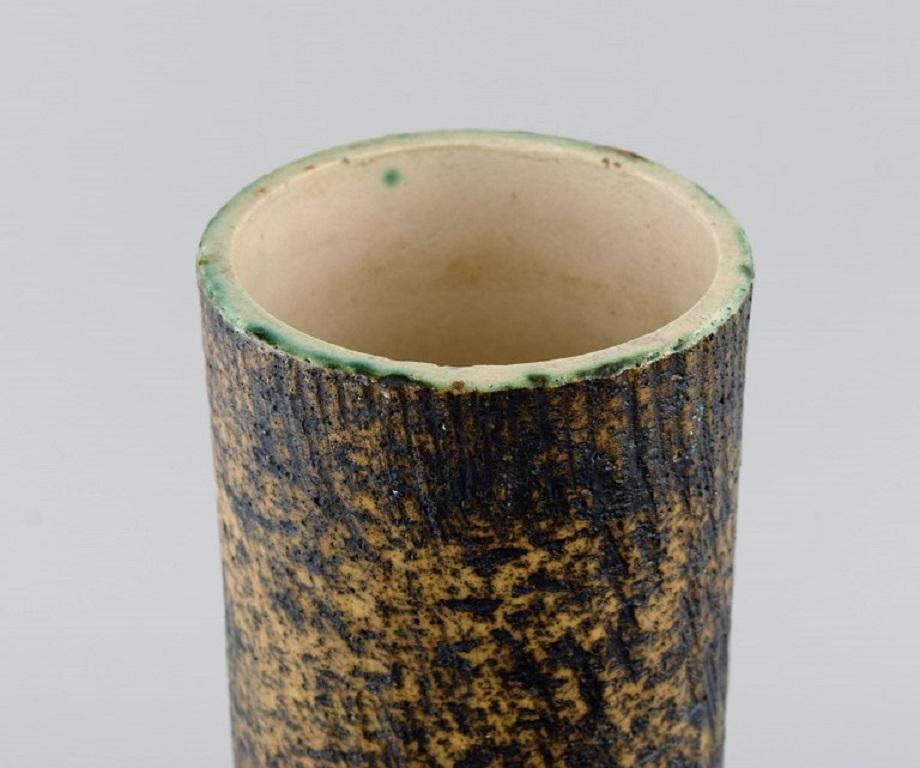 Glazed Pieter Groeneveldt, Dutch Ceramicist, Cylindrical Unique Vase For Sale