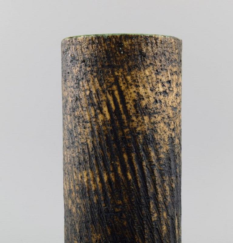 Pieter Groeneveldt, Dutch Ceramicist, Cylindrical Unique Vase In Excellent Condition For Sale In Copenhagen, DK