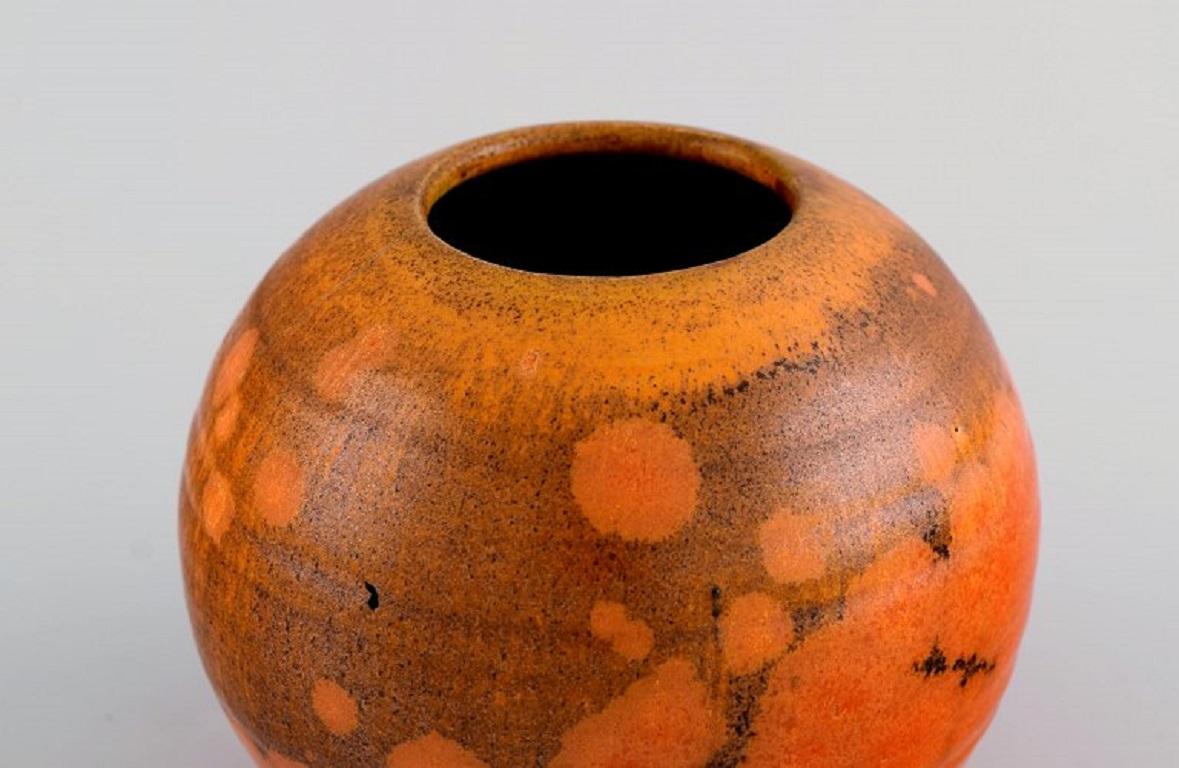 Glazed Pieter Groeneveldt, Dutch Ceramicist, Round Unique Vase, Mid-20th C