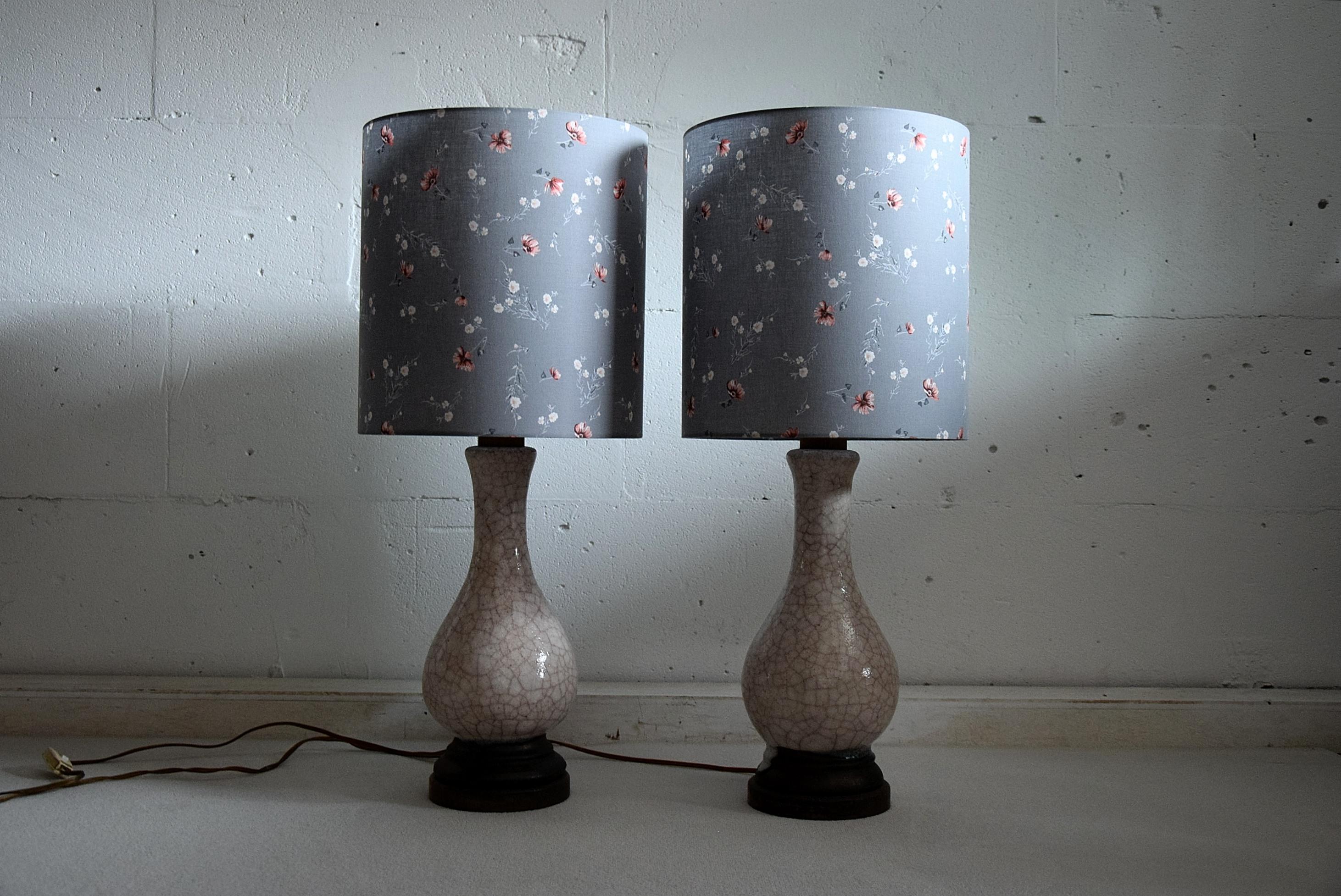 Pieter Groeneveldt Rare Craquelé Ceramic Pair of Mid-Century Modern Table Lamps  For Sale 3