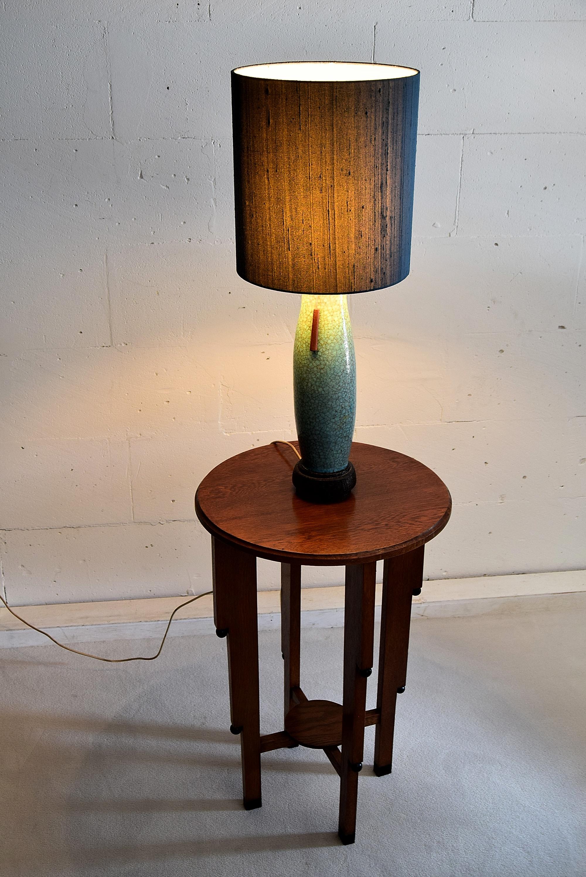 Pieter Groeneveldt Rare Craquelé Ceramic Table Lamp Midcentury In Good Condition For Sale In Weesp, NL