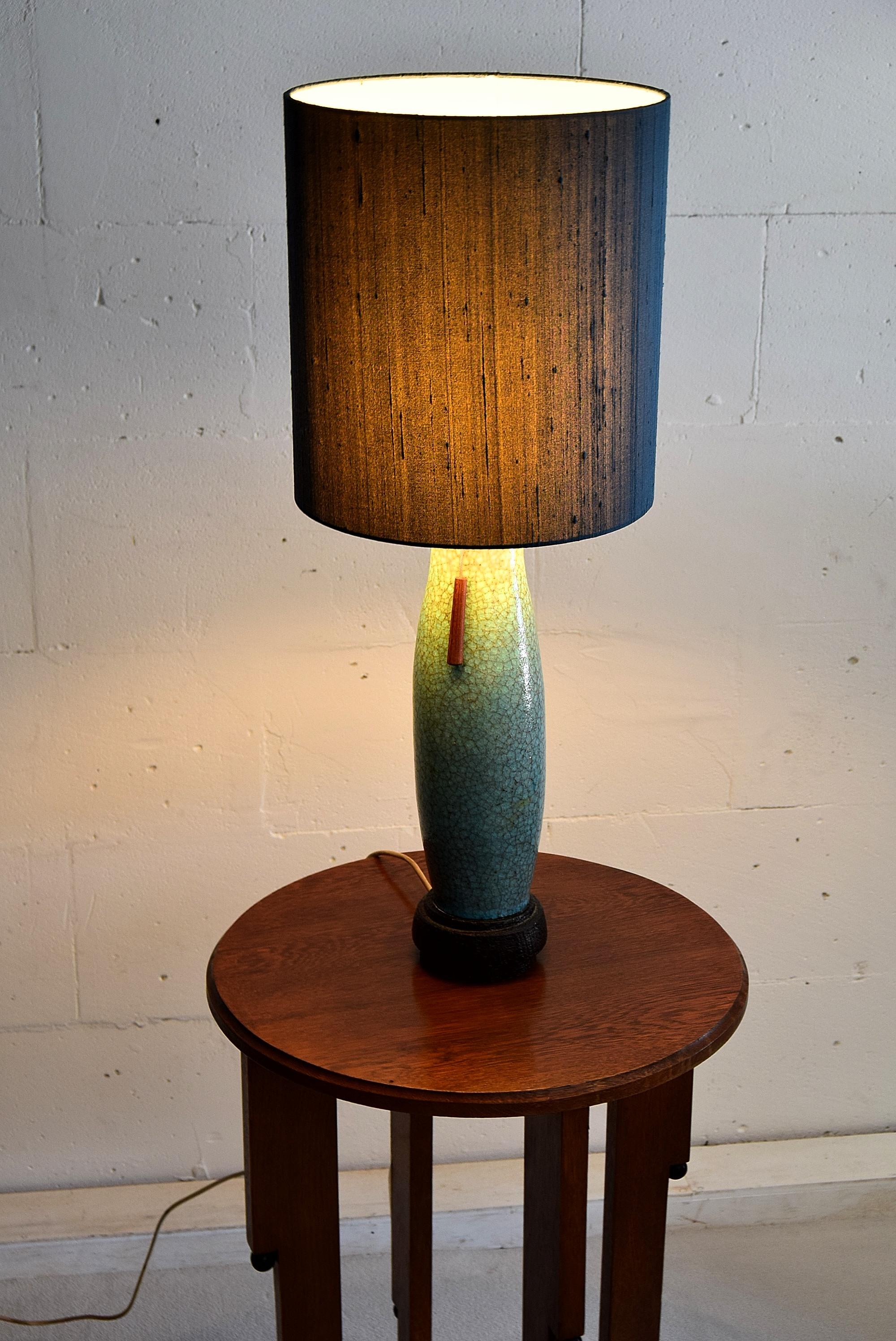 Pieter Groeneveldt Rare Craquelé Ceramic Table Lamp Midcentury en vente 1