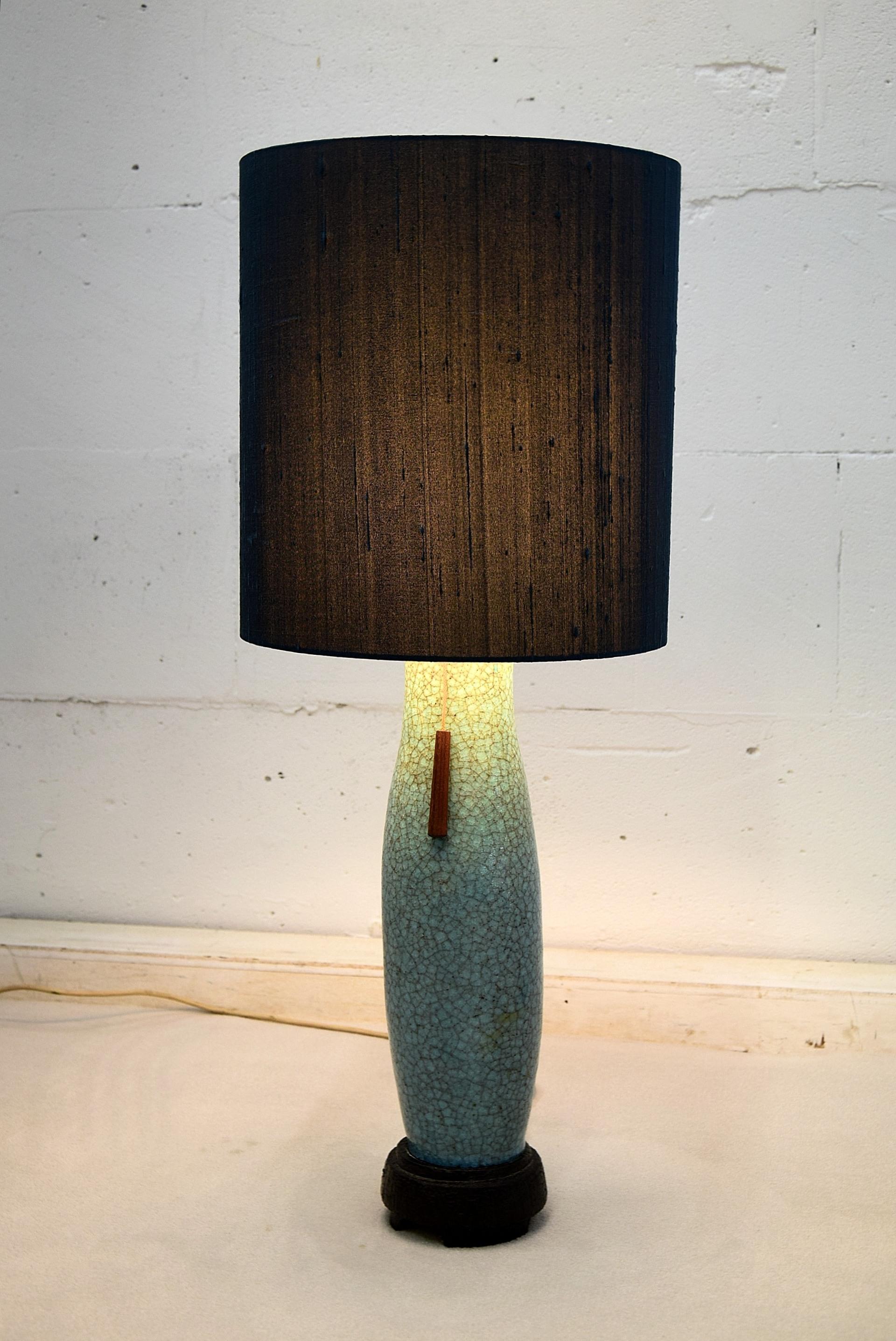 Pieter Groeneveldt Rare Craquelé Ceramic Table Lamp Midcentury en vente 2