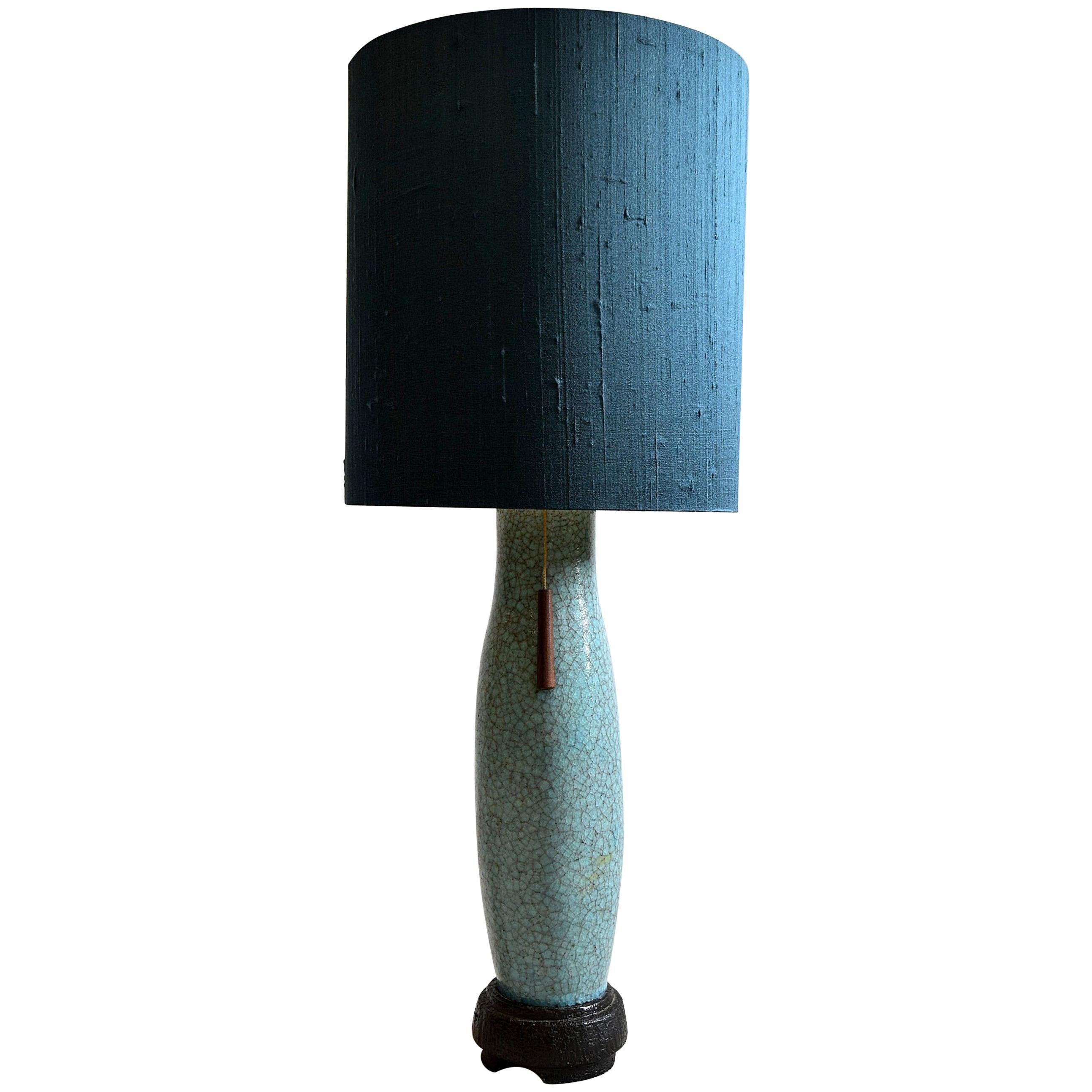 Pieter Groeneveldt Rare Craquelé Ceramic Table Lamp Midcentury en vente