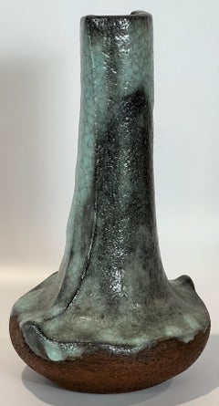 Pieter Groeneveldt Jarrón holandés de inspiración asiática de los años 60 Travertino blanco craquelado