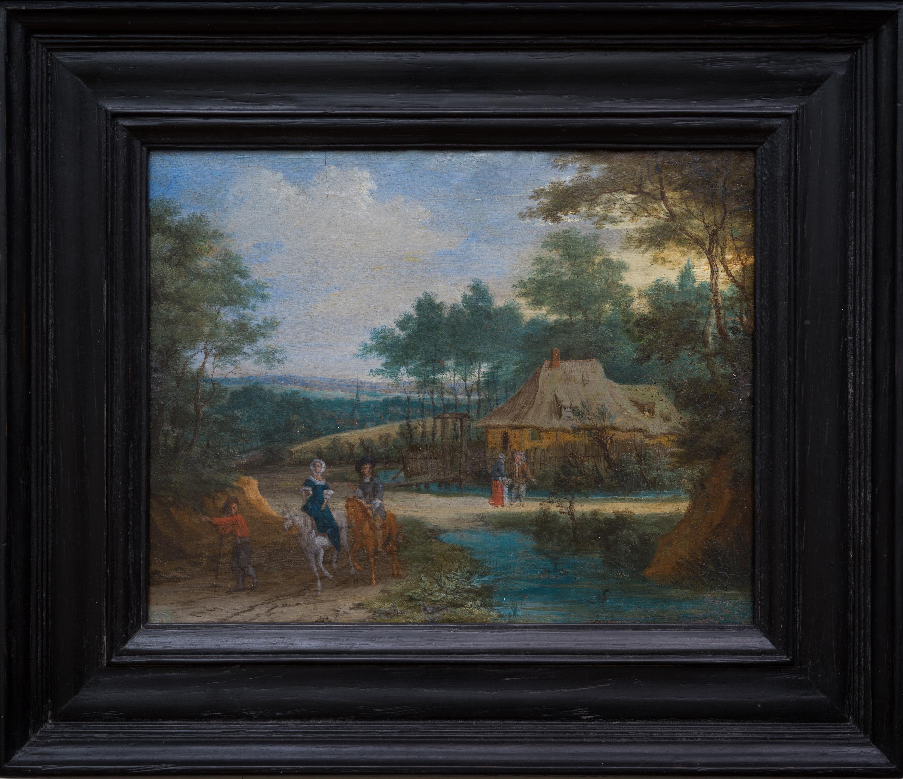 PIETER GYSELS Figurative Painting - A Wooded Landscape With Riders, Attributed to Pieter Gysels (Peeter Gijsels)