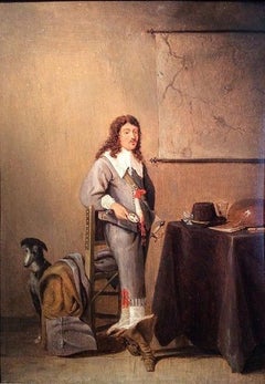 Cavalier in an Interior, Early 17th Century Dutch Oil 