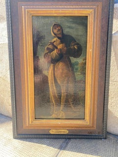 Ritratto di monaco attribuito a Pieter Leermans - Olio su tela 21x40 cm