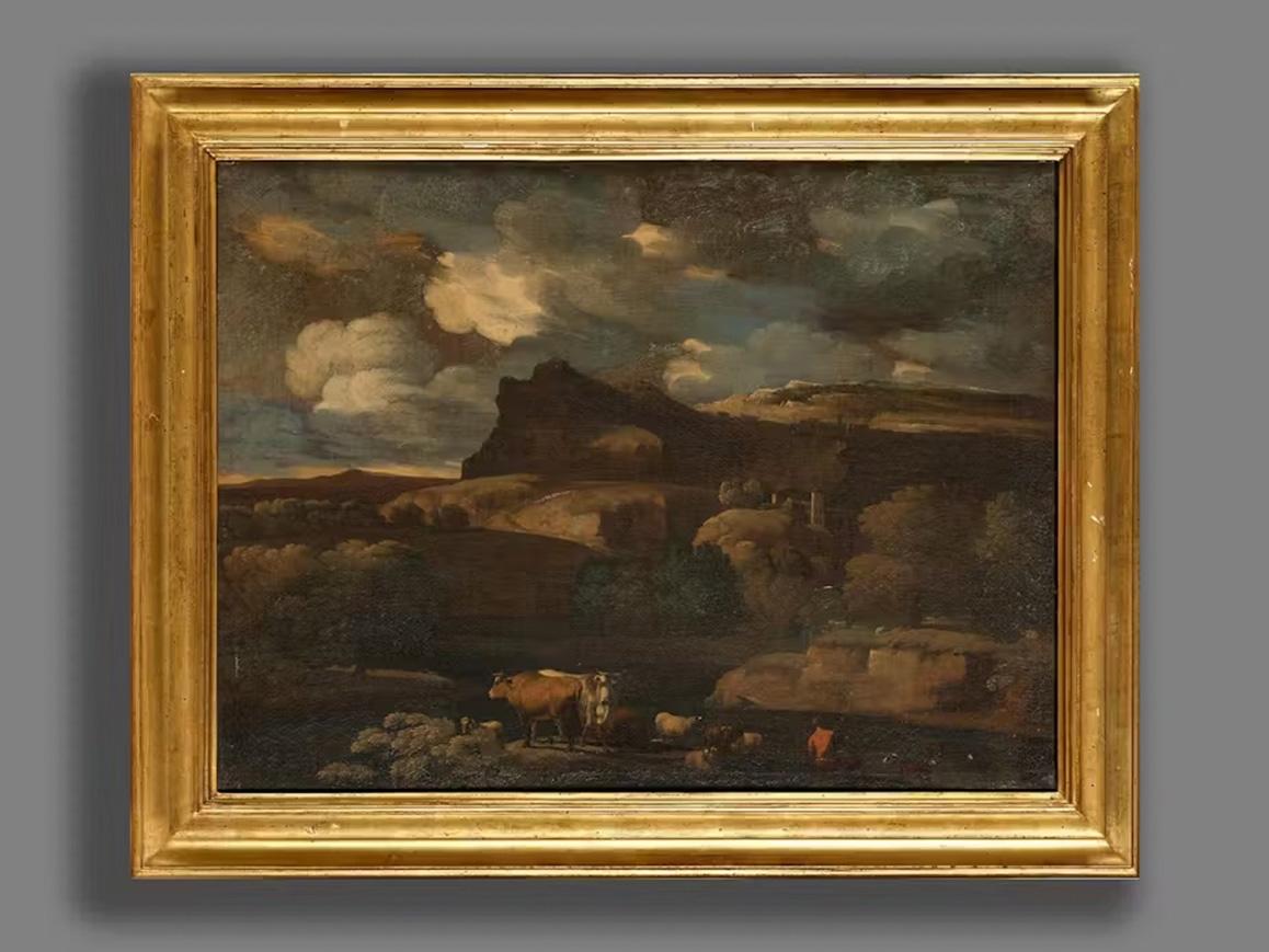 Landschaft aus dem 17. Jahrhundert von Pieter Mulier, Öl auf Leinwand – Painting von Pieter Mulier known as the Cavalier Tempesta (Haarlem 1637 - Milan 1701)