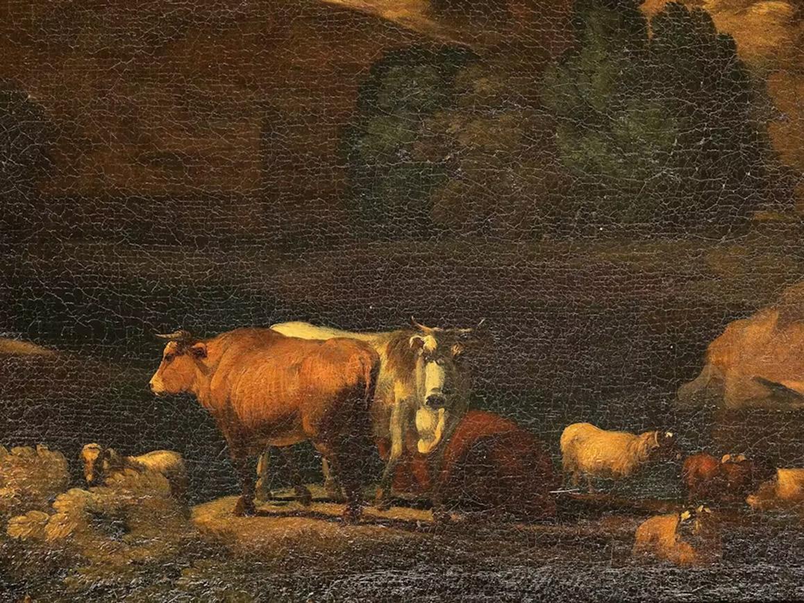 Landschaft aus dem 17. Jahrhundert von Pieter Mulier, Öl auf Leinwand im Angebot 2