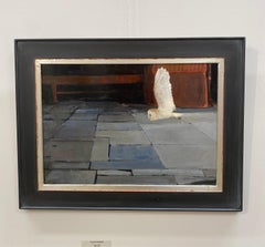 Chouette effraie - Peinture hollandaise du 21e siècle représentant une chouette volant la nuit