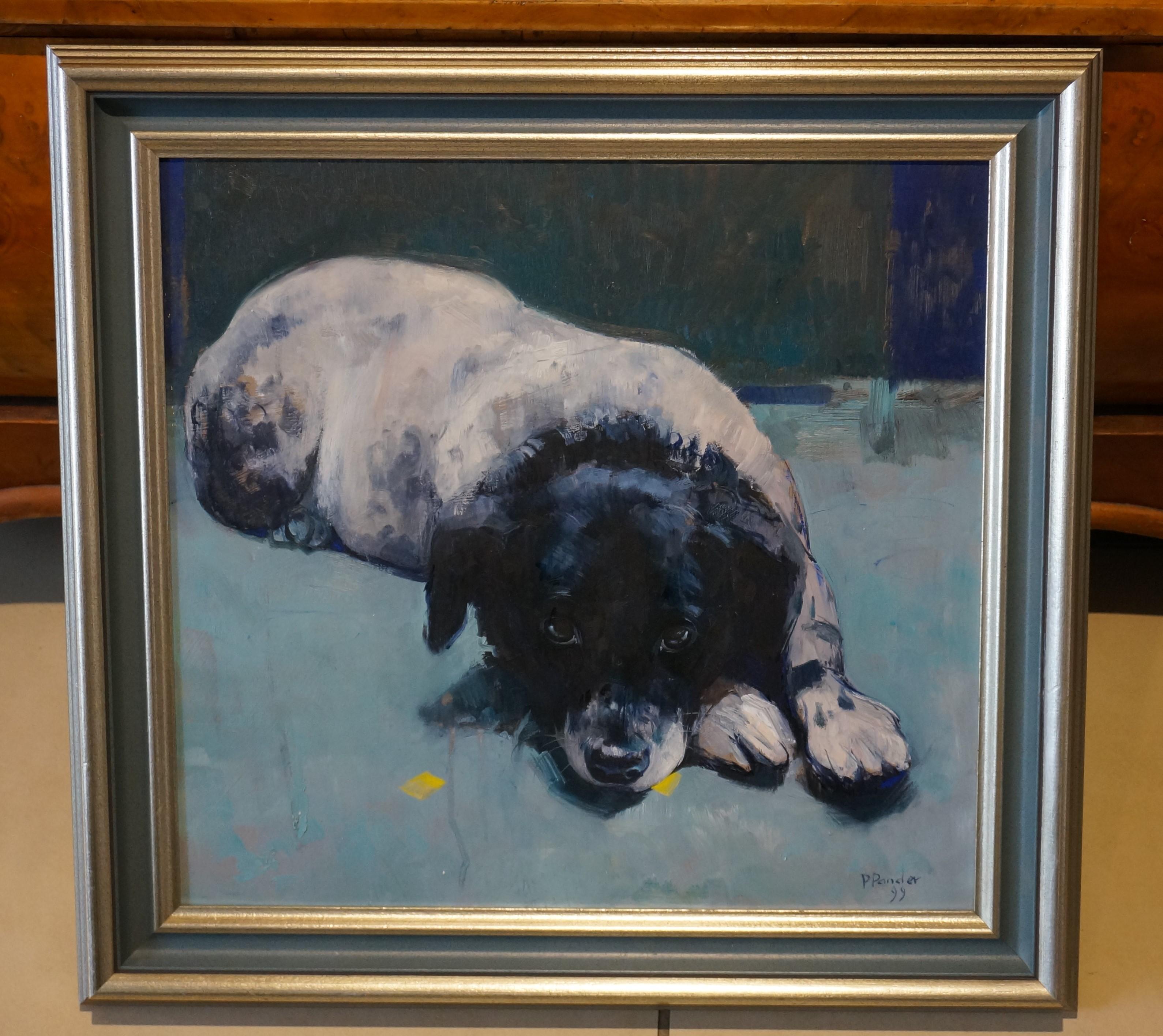 Resting dog Stip (Spot) - Painting by Pieter Pander