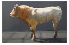 Toro Stier Pintura al Óleo Contemporánea Animal Naturaleza Moderna Nuevo En Stock