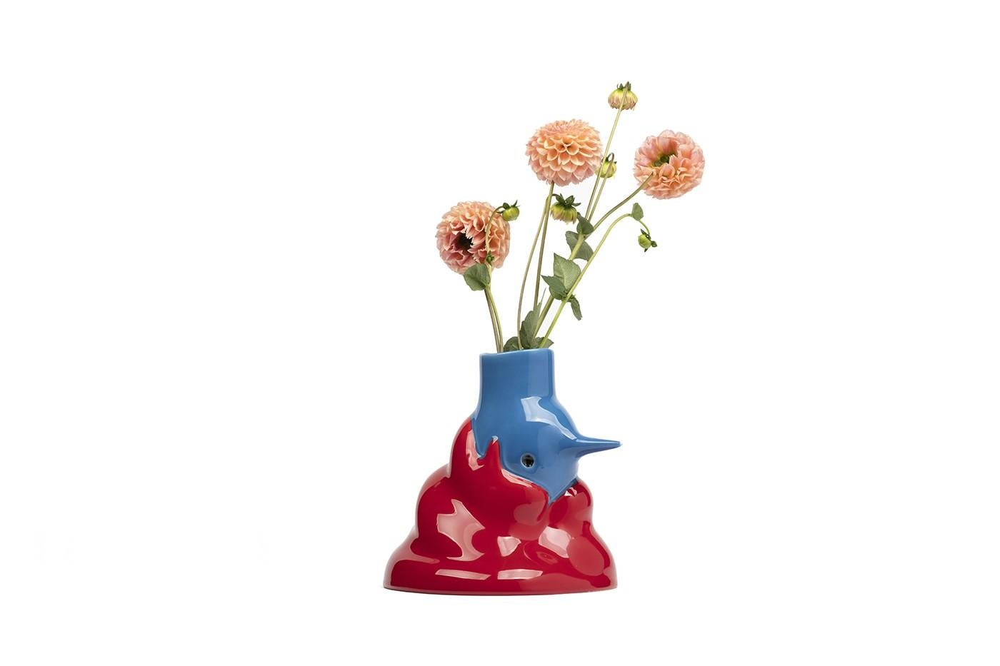 PIET PARRA Die Vase „The Upside Down Face“, handbemalte Blumenvase in limitierter Auflage – Art von Pieter 'Parra' Janssen