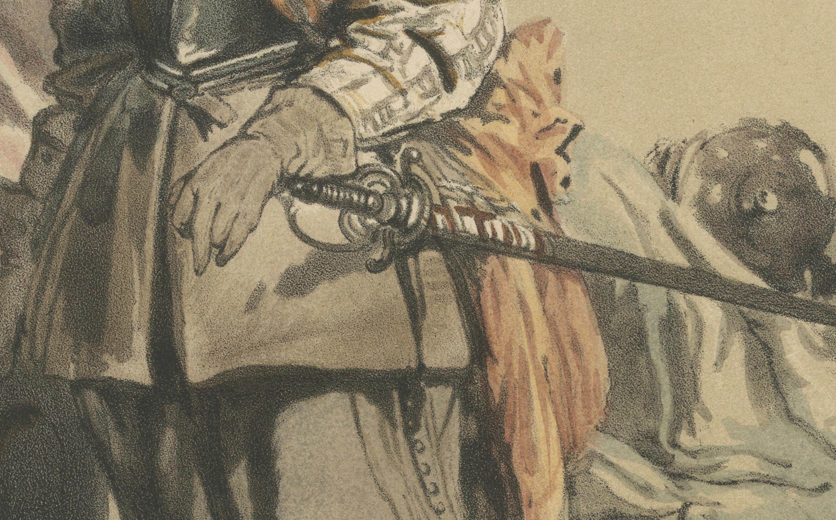 Pieter Pieterszoon Hein - Niederländischer Marineheld, handkolorierte Lithographie aus dem 19. im Zustand „Gut“ im Angebot in Langweer, NL
