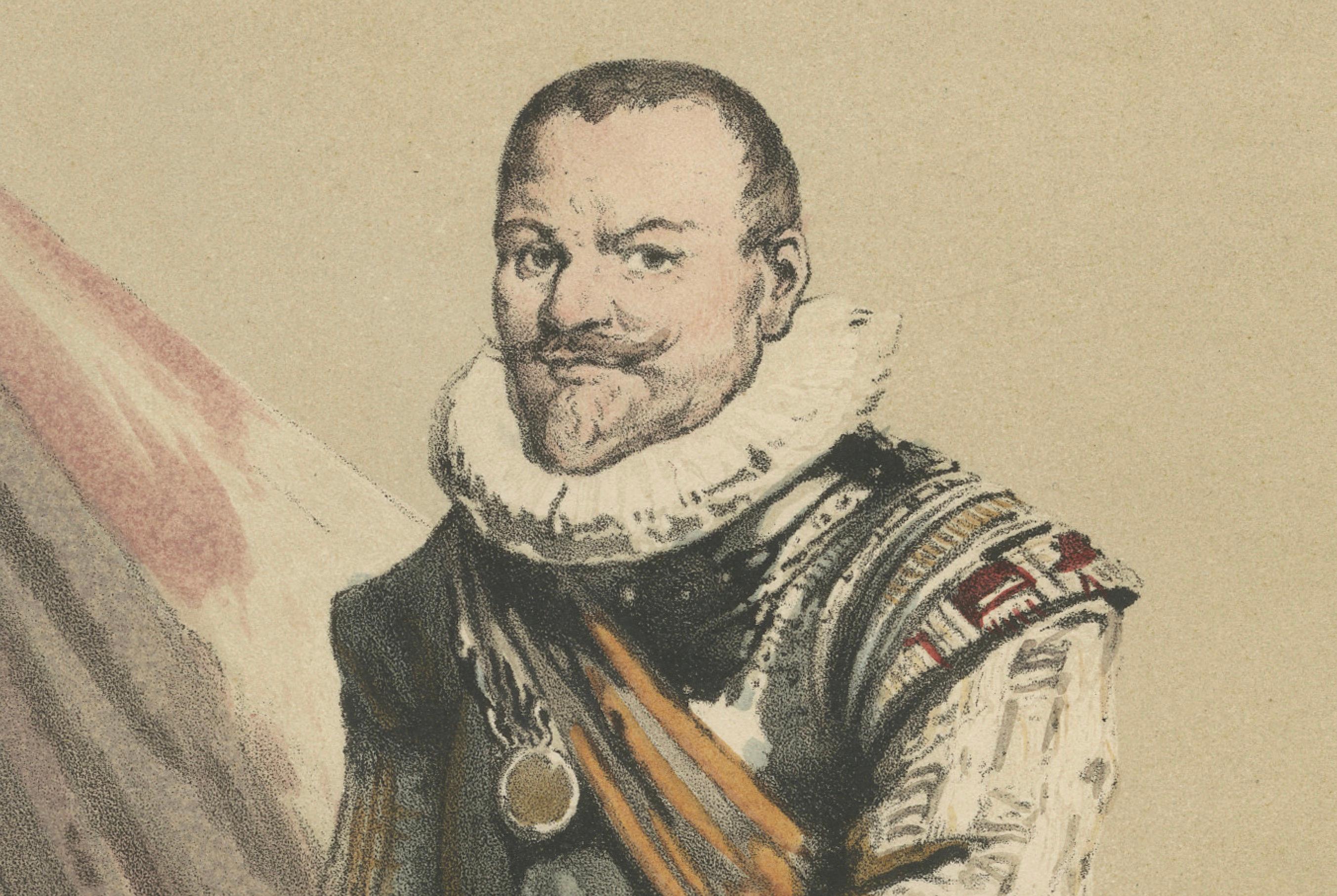 Pieter Pieterszoon Hein - Niederländischer Marineheld, handkolorierte Lithographie aus dem 19. im Angebot 4