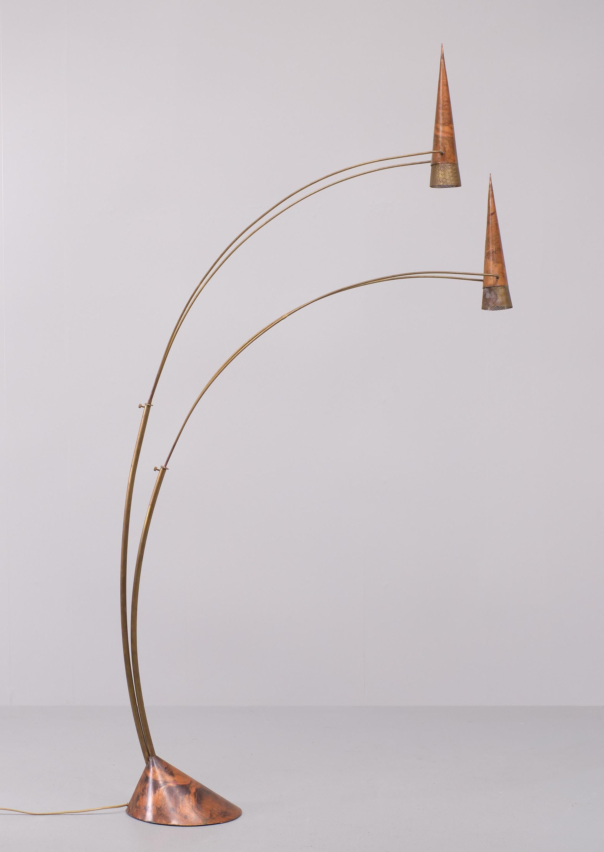 Organic Modern Pieter Spruyt   Handmade Copper Art floor lamp  1980s 