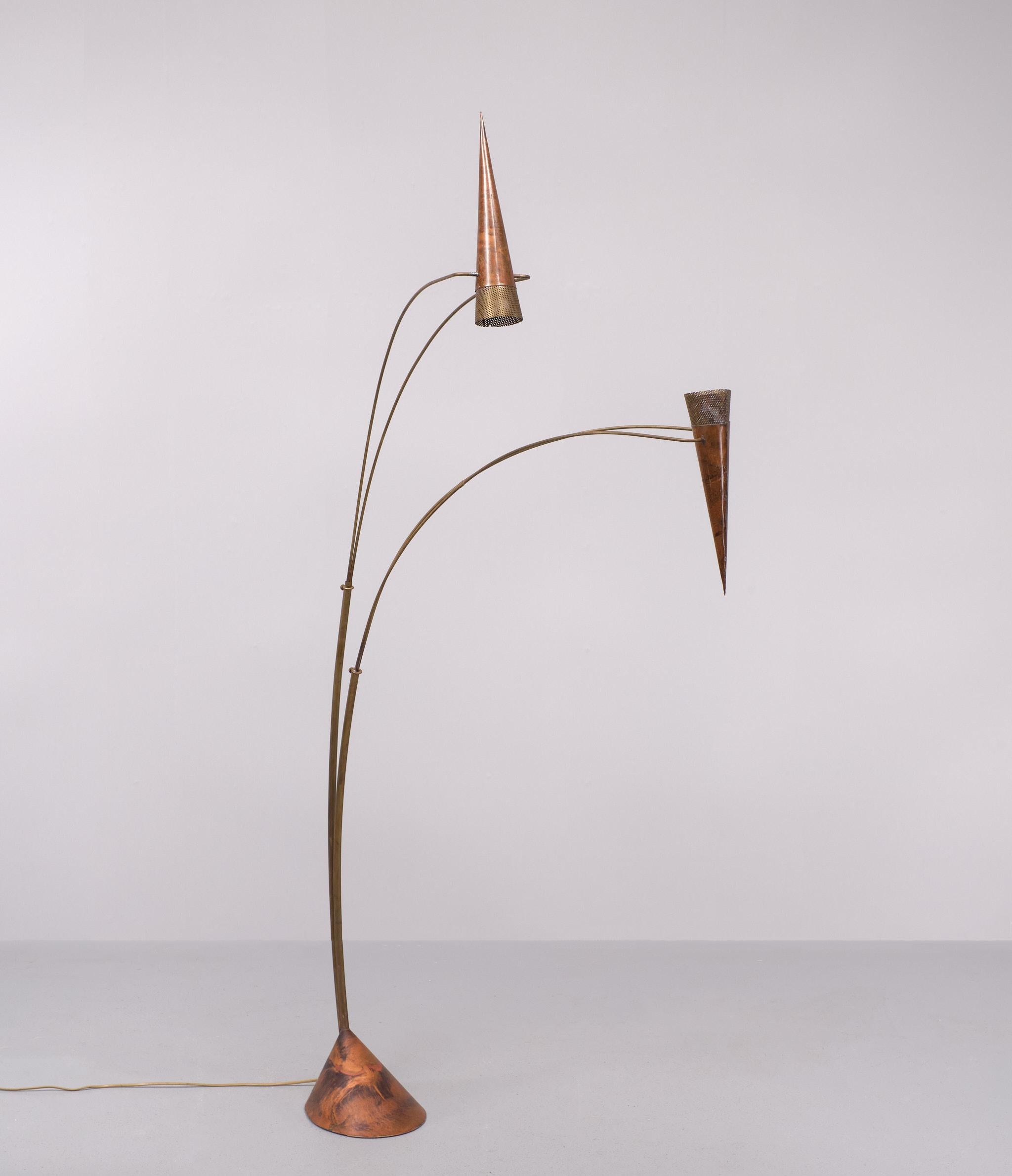 Pieter Spruyt   Handmade Copper Art floor lamp  1980s  3