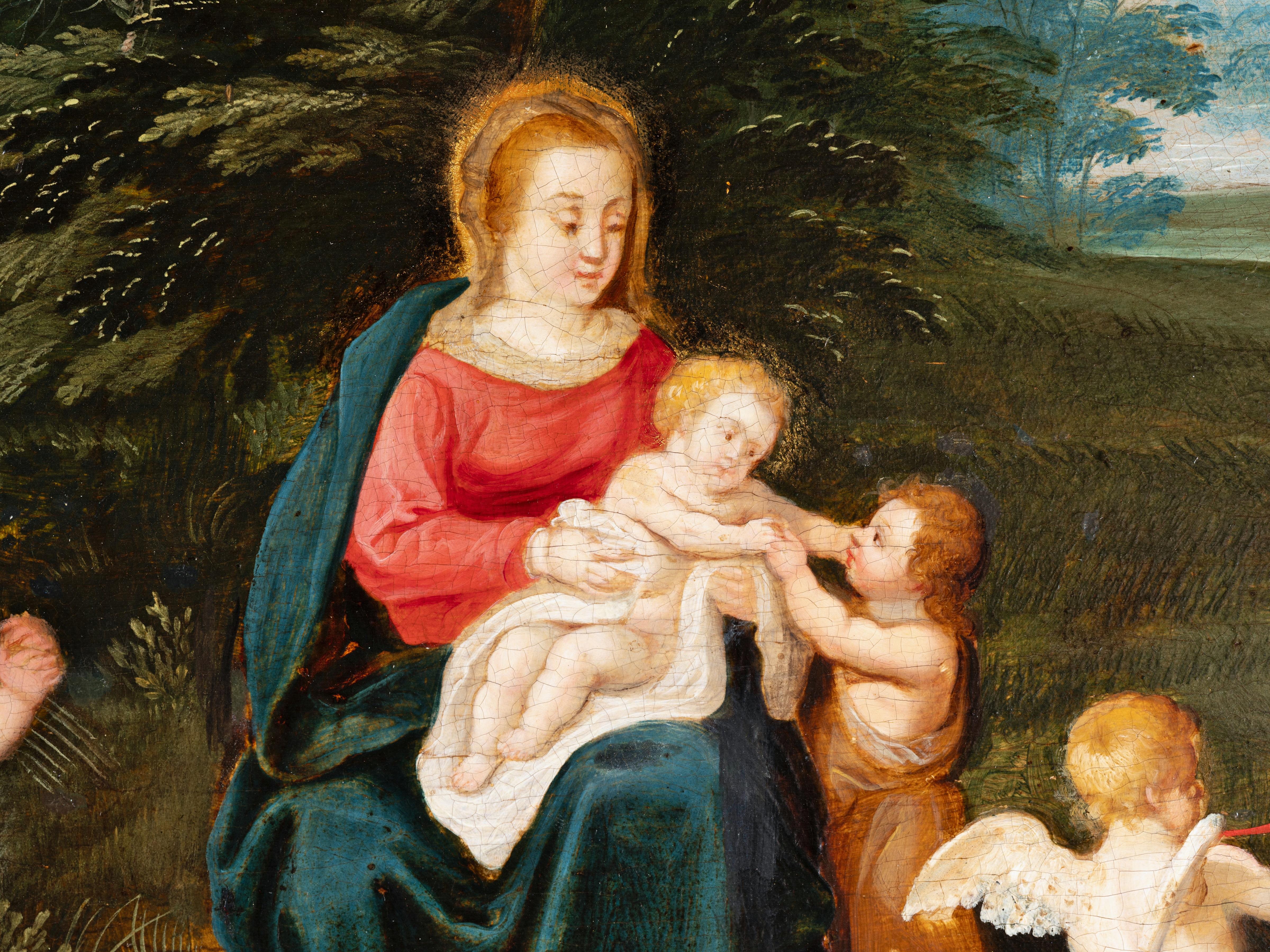 Rest on the Flight into Egypt - Attributed to Pieter Van Avont - 17th c. Flemish For Sale 1
