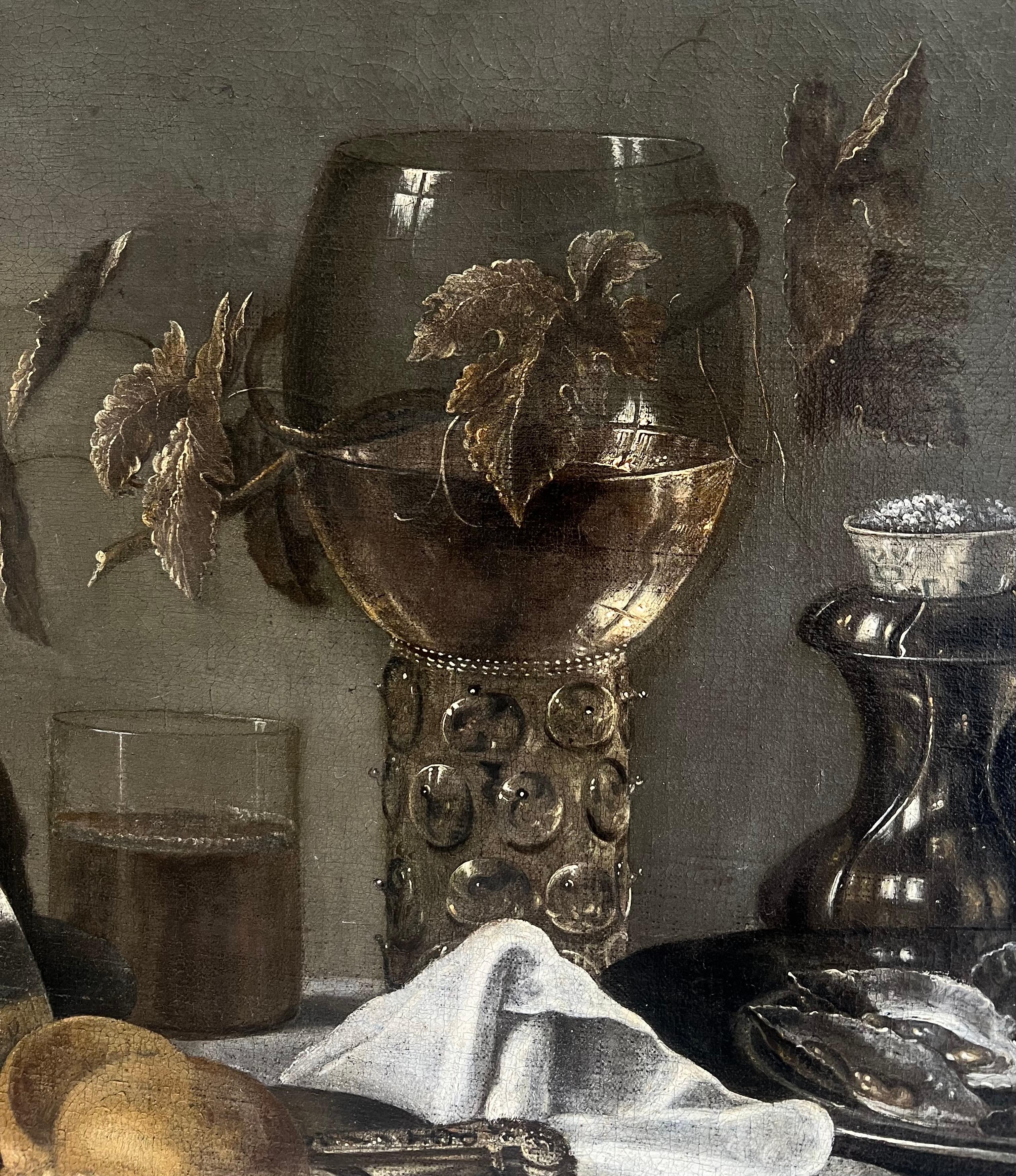 Bodegón holandés del siglo XVII, Una mesa opulenta con un roemer, ostras y vino atribuido a Pieter Van Berendrecht

El presente cuadro es un bello y característico ejemplo del género holandés del siglo XVII de los 