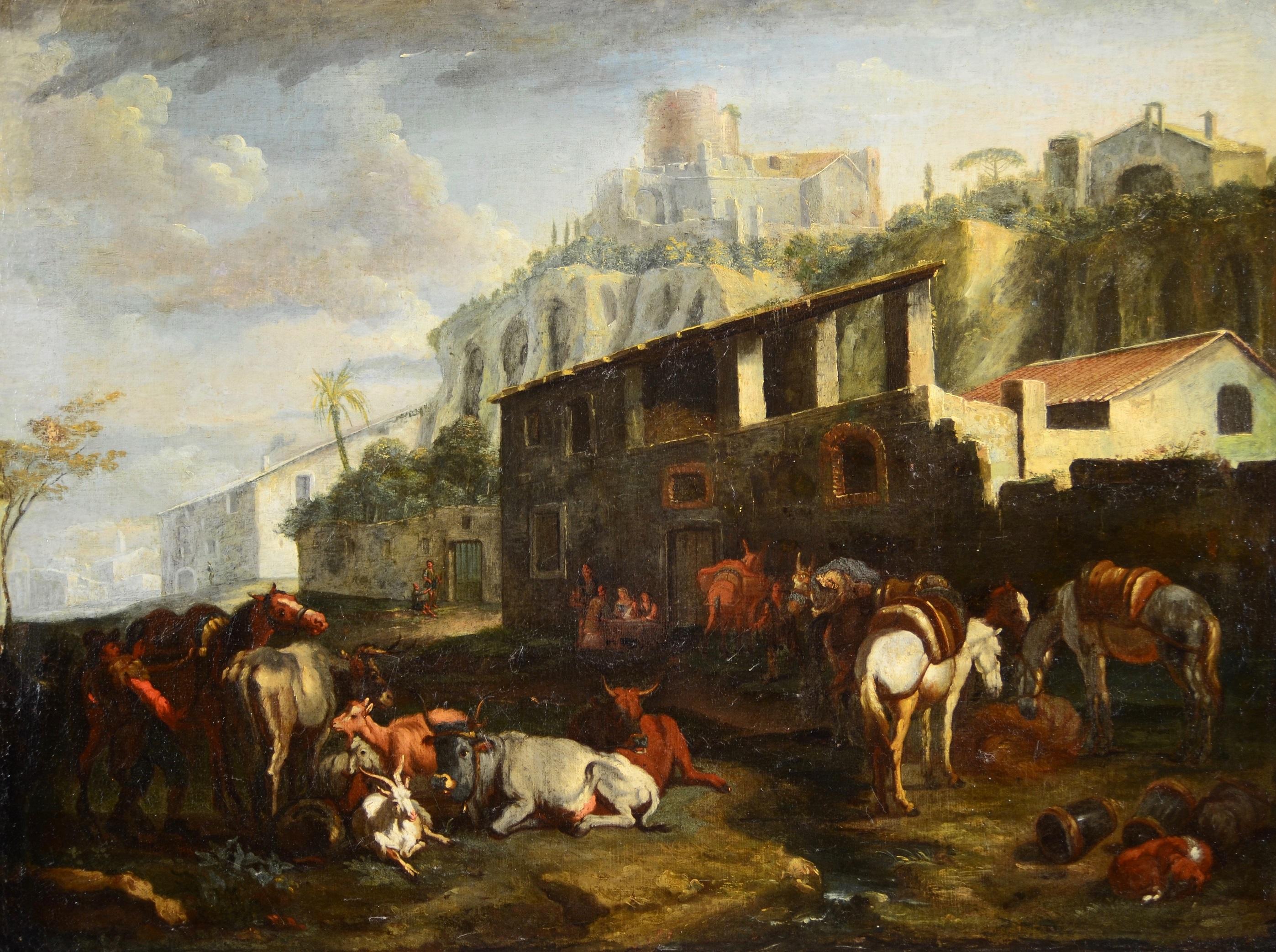 Peinture à l'huile sur toile - Paysage de Rome de Van Bloemen - 17/18e siècle - Grand maître italien en vente 8