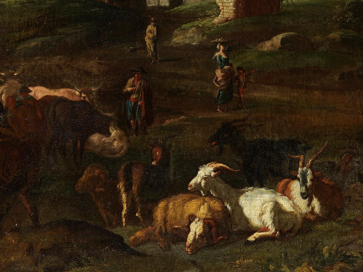 Peinture à l'huile sur toile - Paysage de Rome de Van Bloemen - 17/18e siècle - Grand maître italien en vente 4