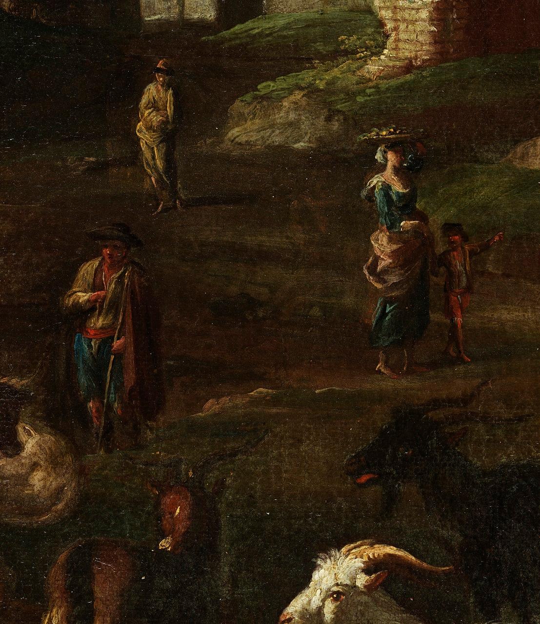 Peinture à l'huile sur toile - Paysage de Rome de Van Bloemen - 17/18e siècle - Grand maître italien en vente 6