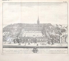 Gravure de Christ Church, Oxford par Pieter van der Aa d'après David Loggan